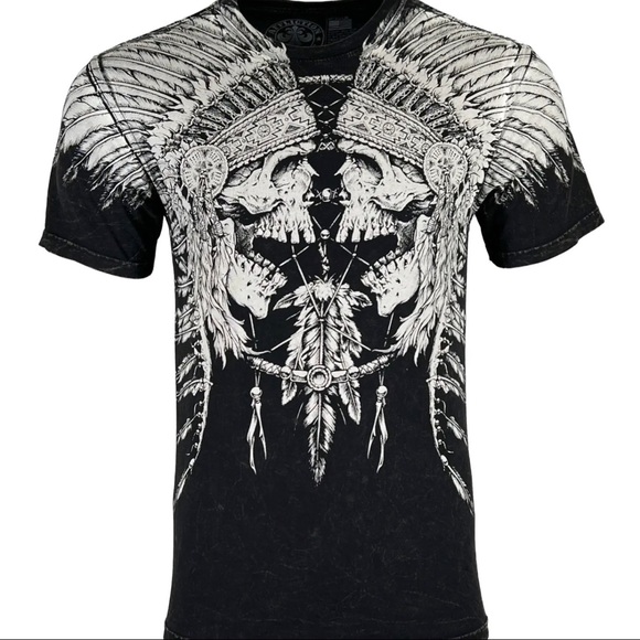 Affliction Other - Affliction Men's T-shirt TRIBAL SCREAM Skull Wings Black